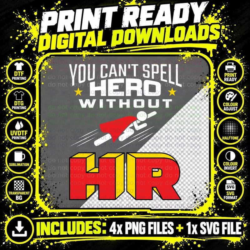 You Can't Spell Hero Without HR 1 T-Shirt Png SVG Digital Bundle