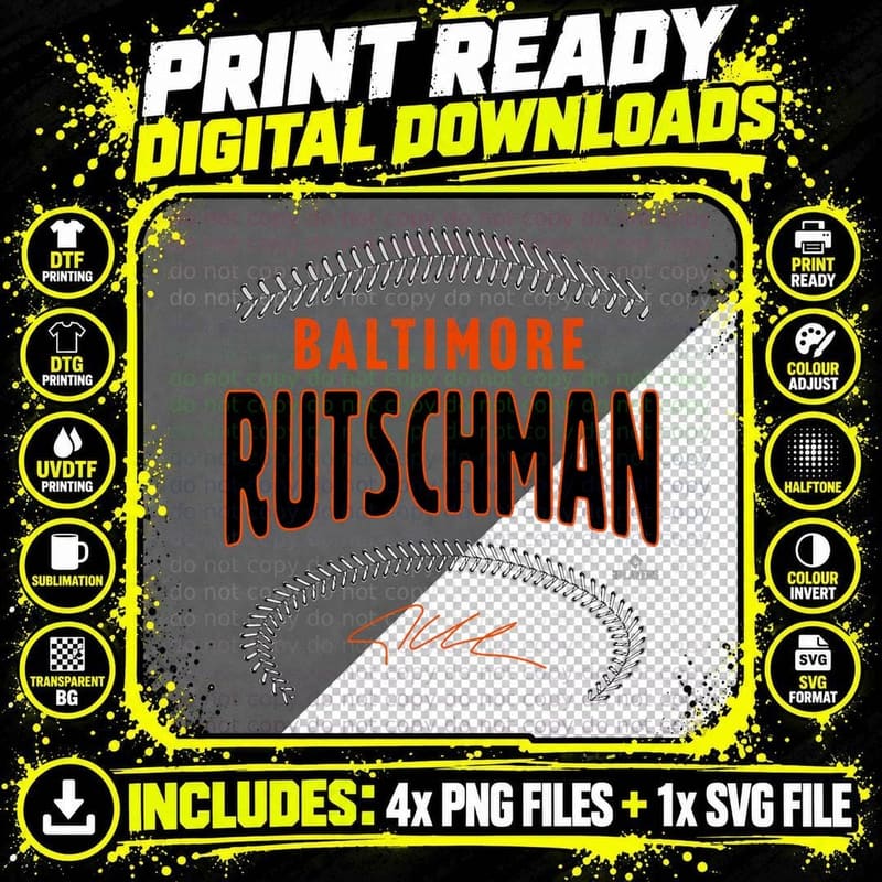 Adley Rutschman Baltimore Name & Number (Front & Back) Png SVG Digital Bundle