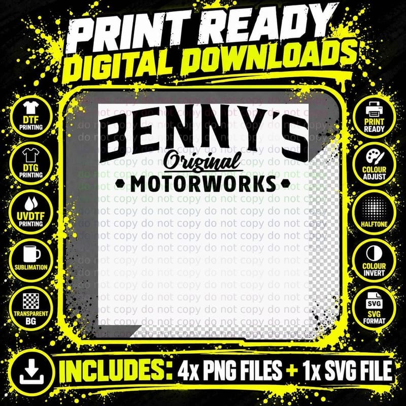 Benny's Original Motorworks - GTA V T-Shirt Png SVG Digital Bundle