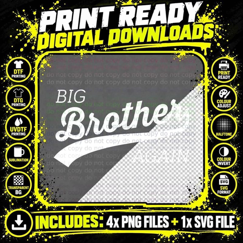 Big Brother Again Design for Boys with Arrow and Heart Png SVG Digital Bundle