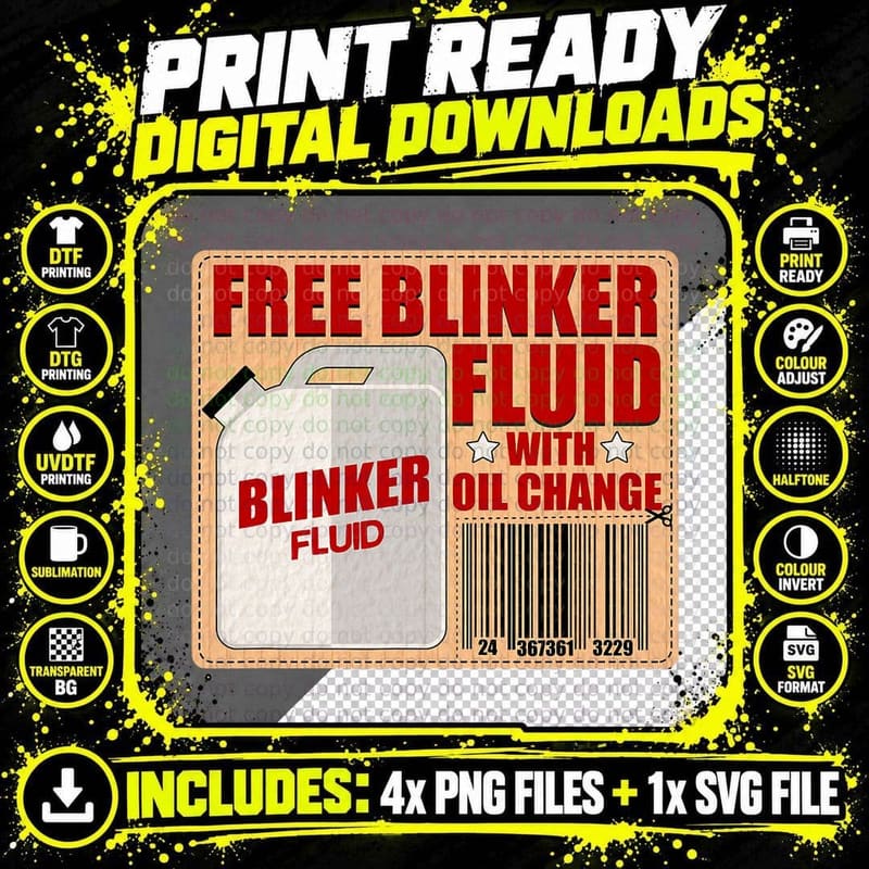 Blinker Fluid Idiot Gag Gift Shirt for Mechanics Idea Png SVG Digital Bundle