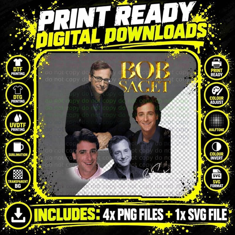 Bob Saget Tribute T-Shirt, Full House Fan Art Png SVG Digital Bundle