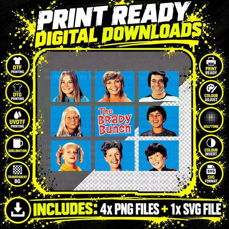 Brady Bunch Framed T-Shirt Png SVG Digital Bundle