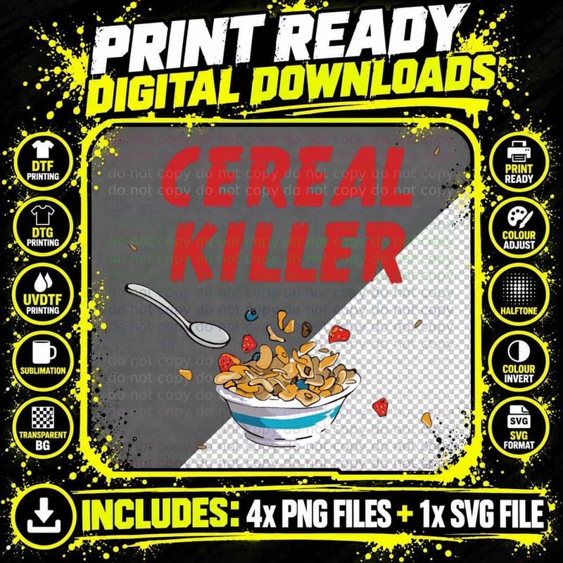 Breakfast Cereal Killer T-Shirt Png SVG Digital Bundle