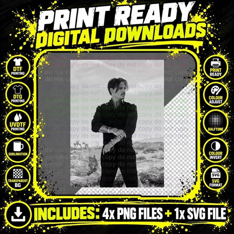 Bw Johnny Depp Minimalist 1 T-Shirt Png SVG Digital Bundle