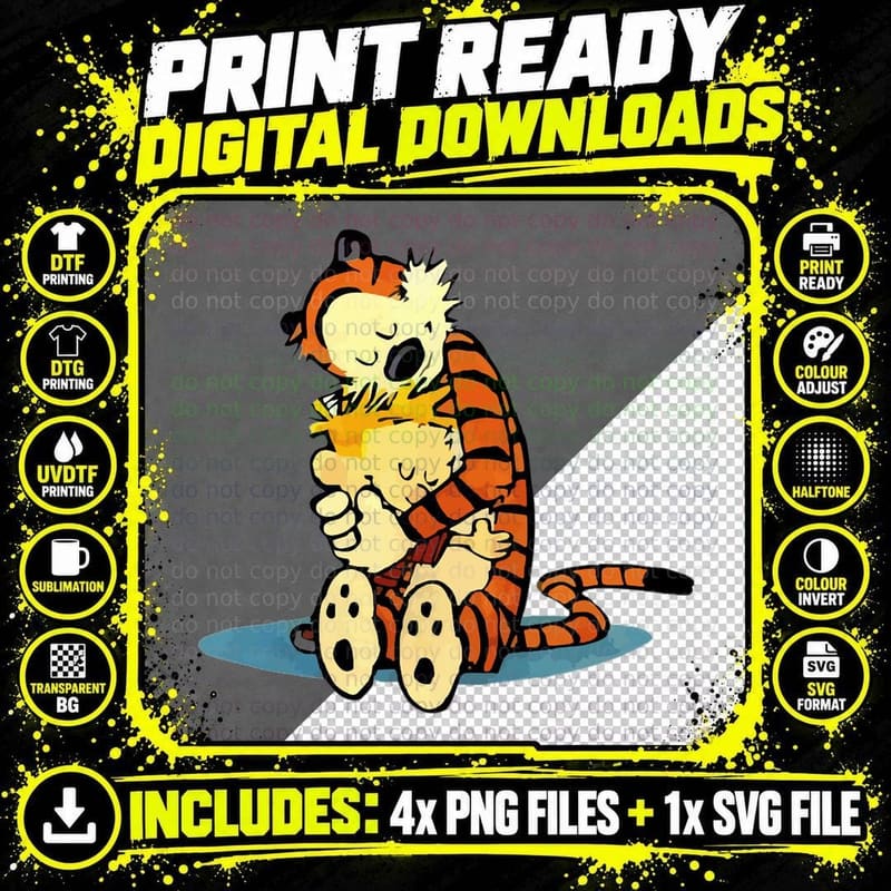Calv and Friend Hug 21 T-Shirt Png SVG Digital Bundle