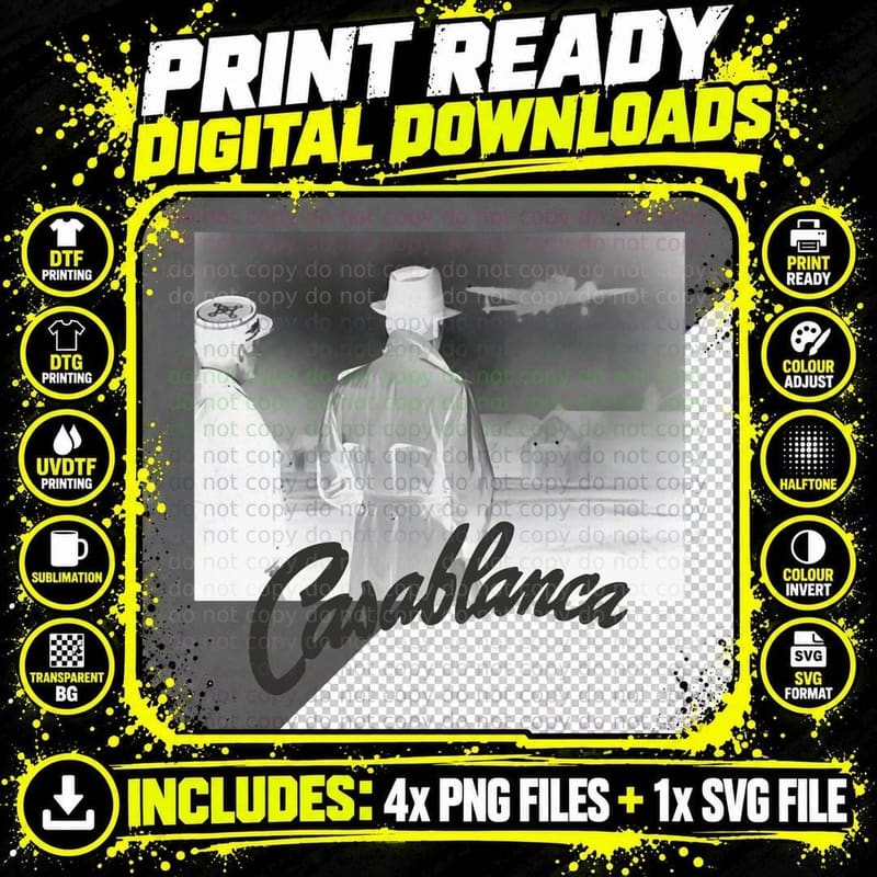 Casablanca Apparel Illustration T-Shirt Png SVG Digital Bundle