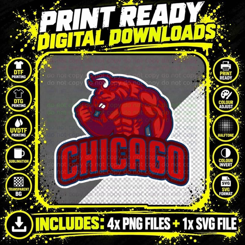 Chicago City Bull Gift T-Shirt Png SVG Digital Bundle
