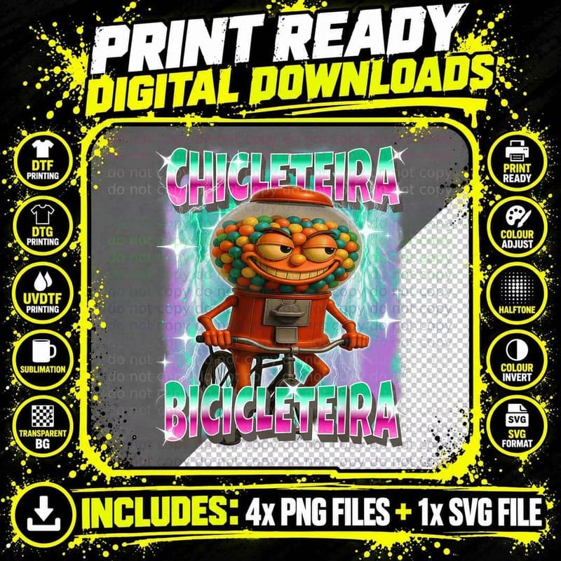 Chicleteira-Bicicleteira Italian-Brainrot Chiclete Png SVG Digital Bundle