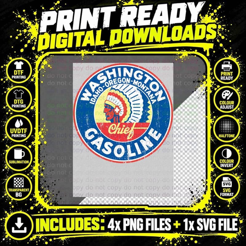 Chief Gasoline - Washington T-Shirt Png SVG Digital Bundle