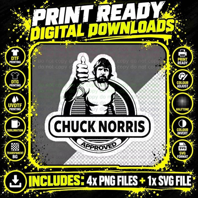 Chuck Norris Approved T-Shirt Png SVG Digital Bundle