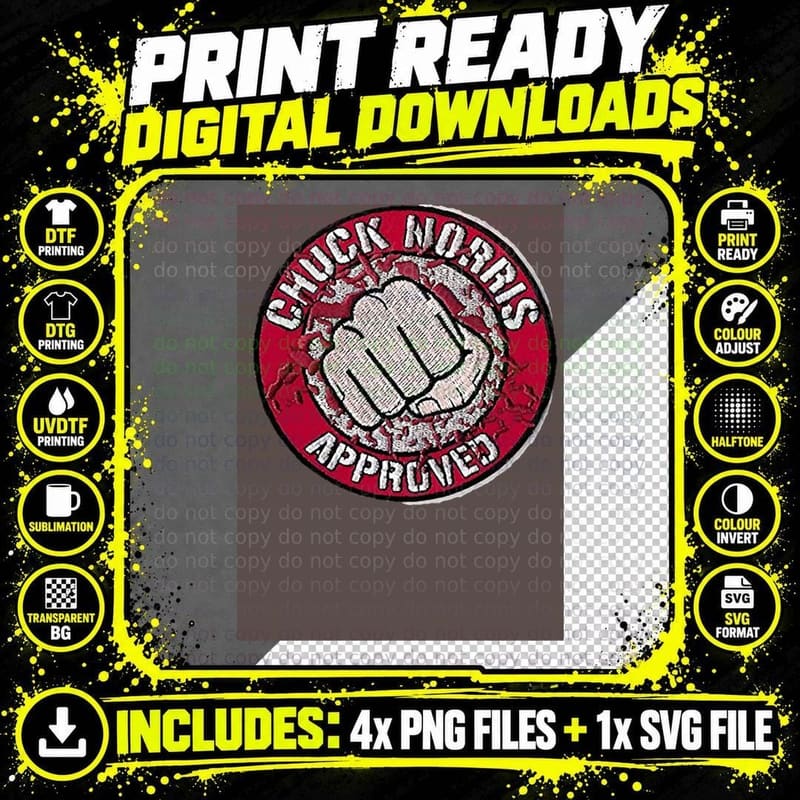 Chuck Norris Patch T-Shirt Png SVG Digital Bundle