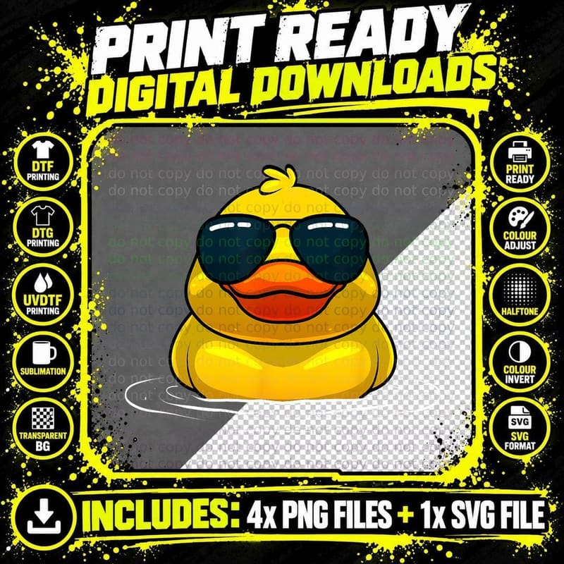 Cool Duck for Men Women Kids Rubber Duck Lovers Png SVG Digital Bundle