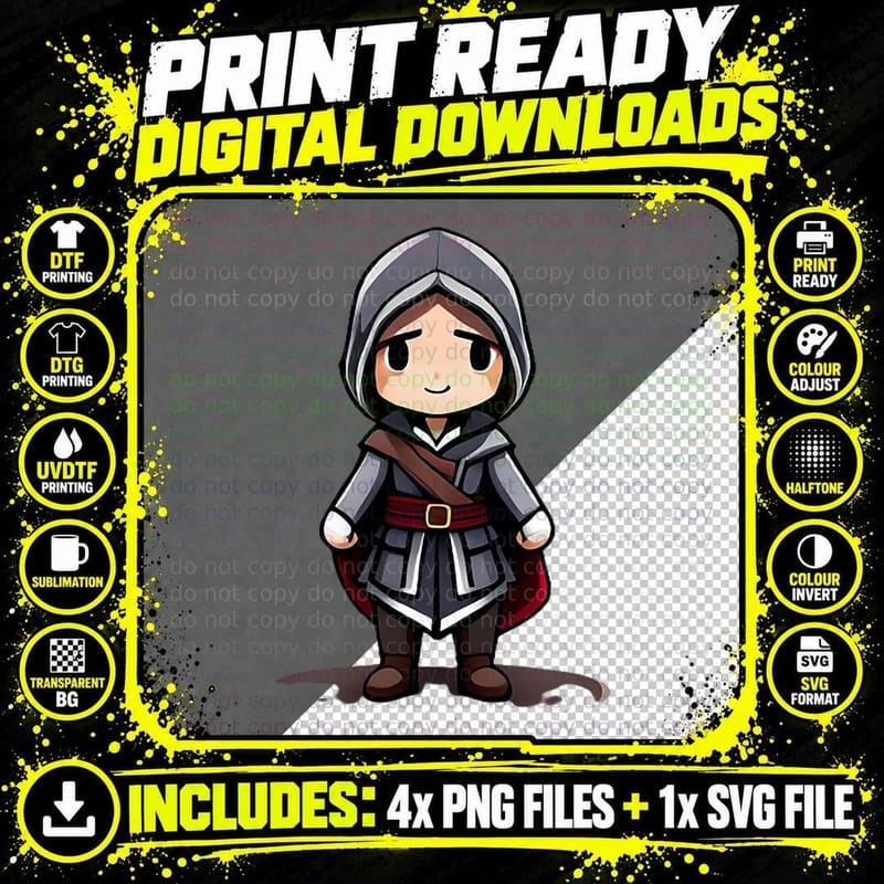 Cute Little Assassins T-Shirt Png SVG Digital Bundle