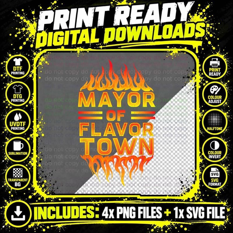 Design for Mayor of Flavor Town T-Shirt Png SVG Digital Bundle