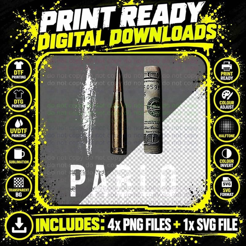 Dollar Cocaina Bullet 2 T-Shirt Png SVG Digital Bundle