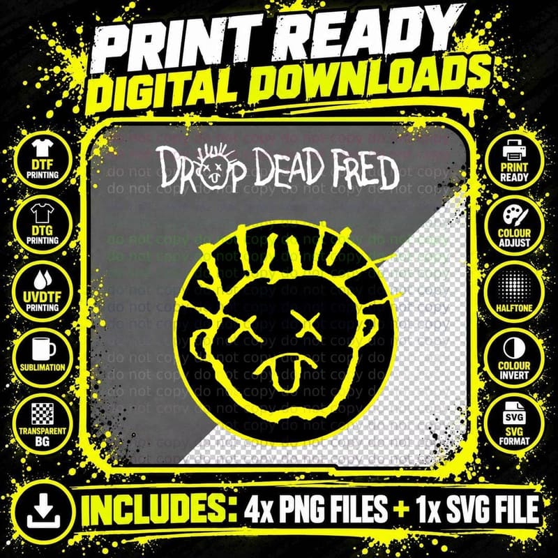 Drop Dead Fred Smiley Face T-Shirt Png SVG Digital Bundle