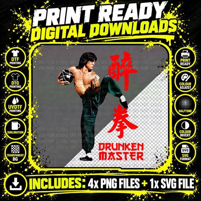Drunken Master Jackie Chan, Design Es T-Shirt Png SVG Digital Bundle