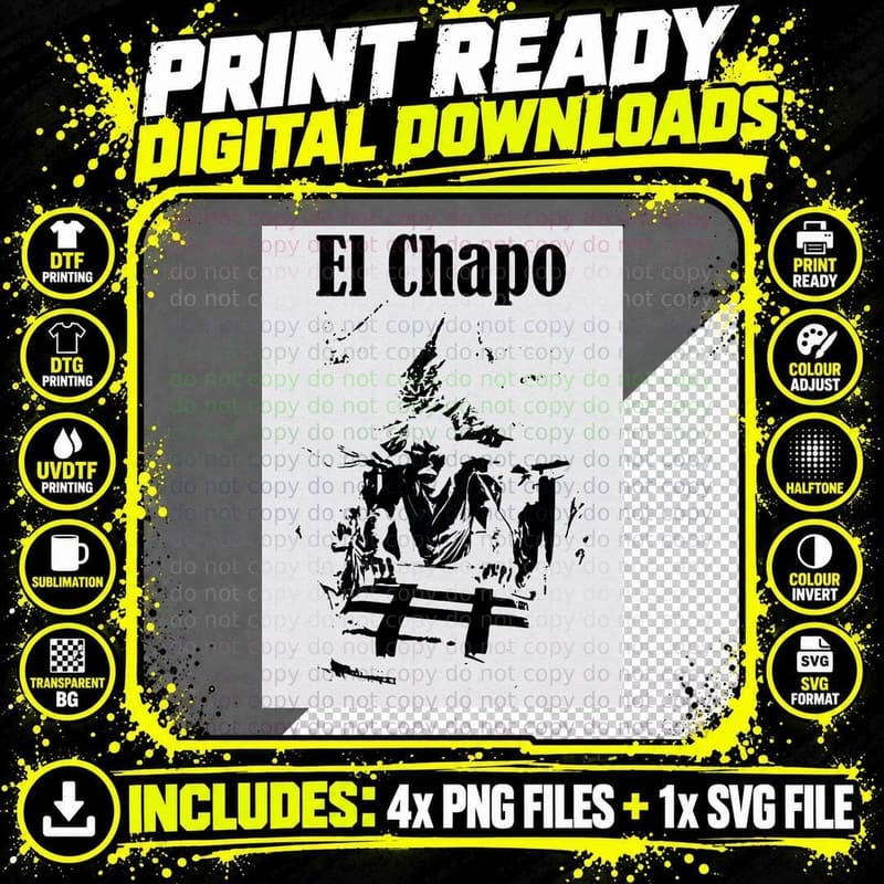EL CHAPO - Joaquín Guzmán Tri-Blend T-Shirt Png SVG Digital Bundle