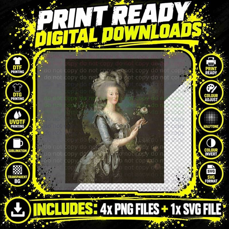 Elisabeth Louise Vigee - Lebrun - Marie Antoinette (1755 Png SVG Digital Bundle