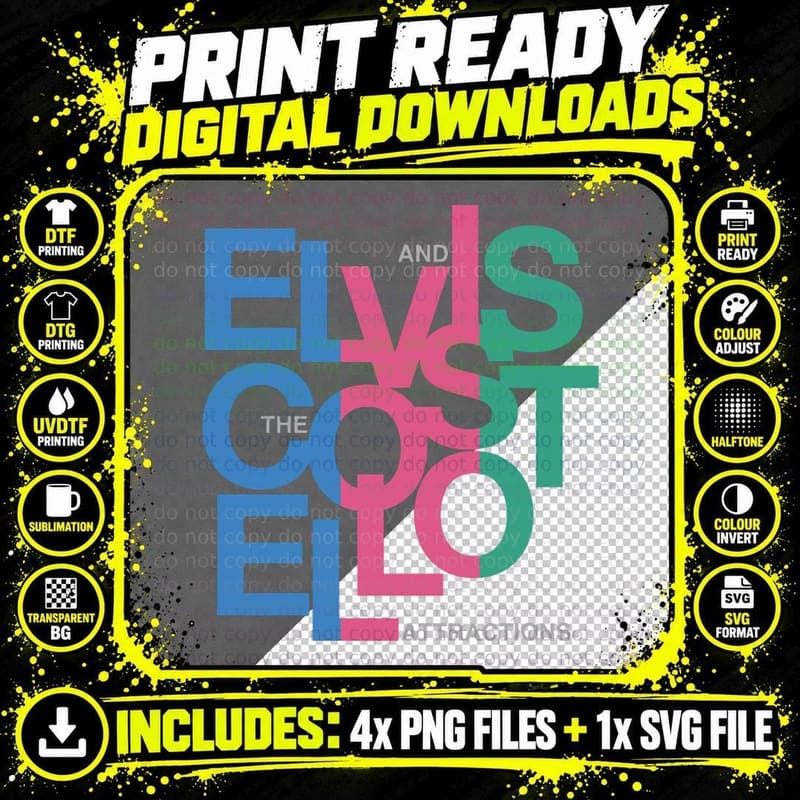 Elvis Costello T-Shirt Png SVG Digital Bundle