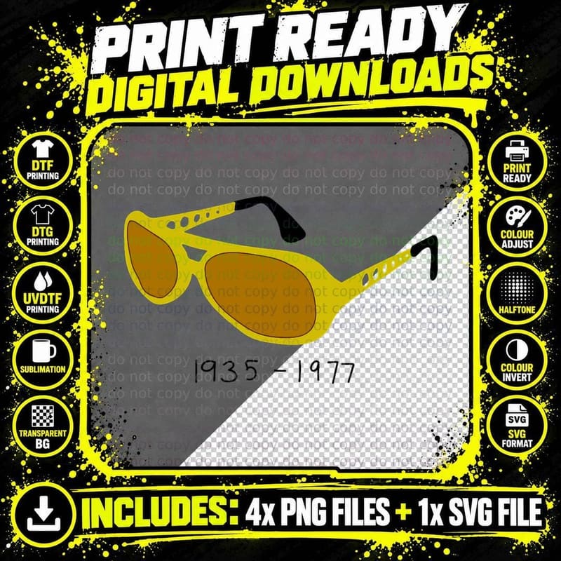Elvis Presley Tribute 1935 - 1977 T-Shirt Png SVG Digital Bundle