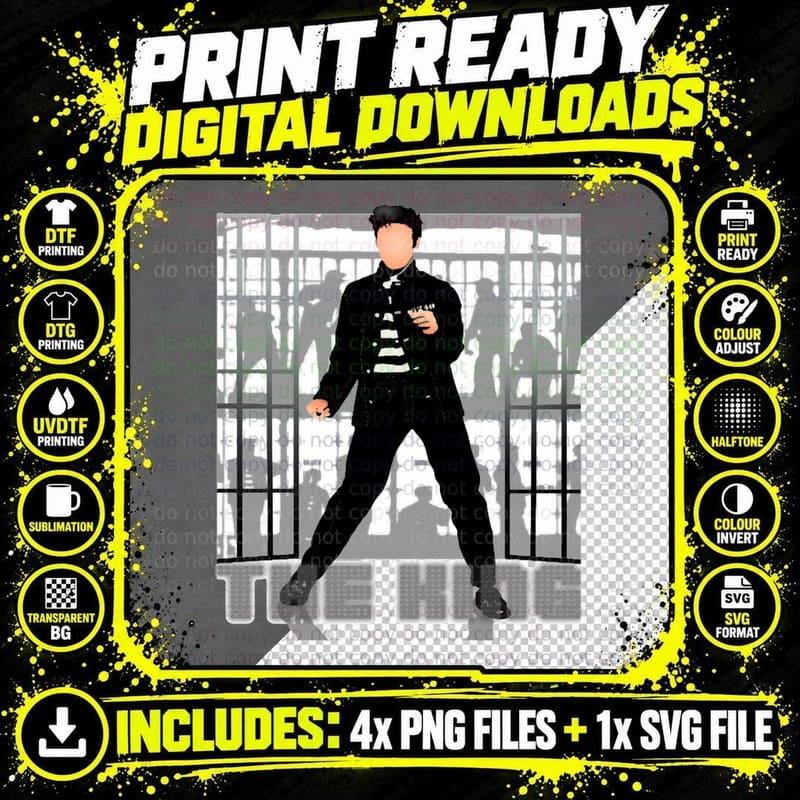 Elvis Presley the King Jailhouse T-Shirt Png SVG Digital Bundle