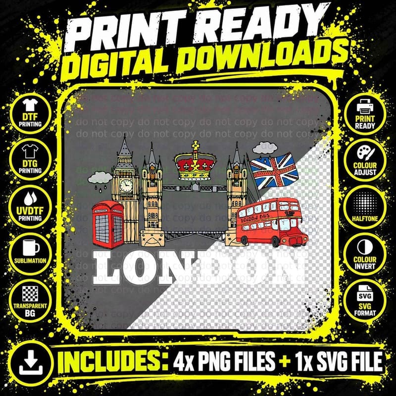 England London Shirt Souvenir for Men Women Kids T-Shirt Png SVG Digital Bundle