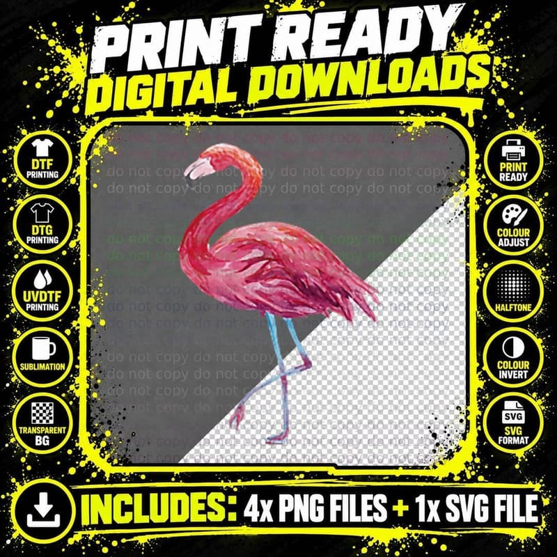 Flamingos Logo with Calm T-Shirt Png SVG Digital Bundle