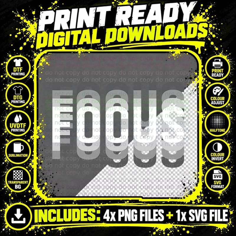 Focus Optical Illusion Trippy T-Shirt Png SVG Digital Bundle
