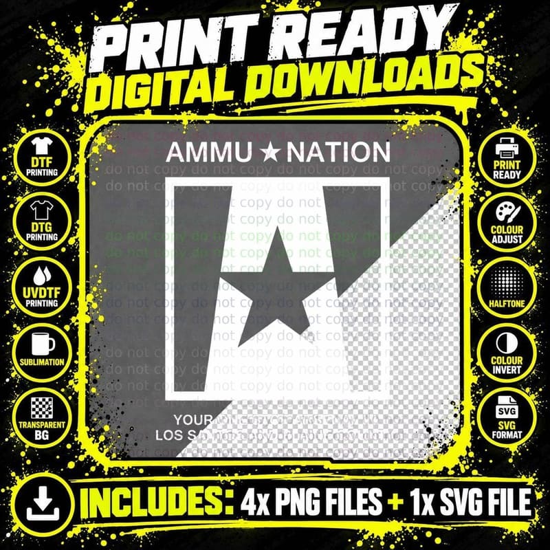GTA V Inspired - Ammunation Gun Store T-Shirt Png SVG Digital Bundle