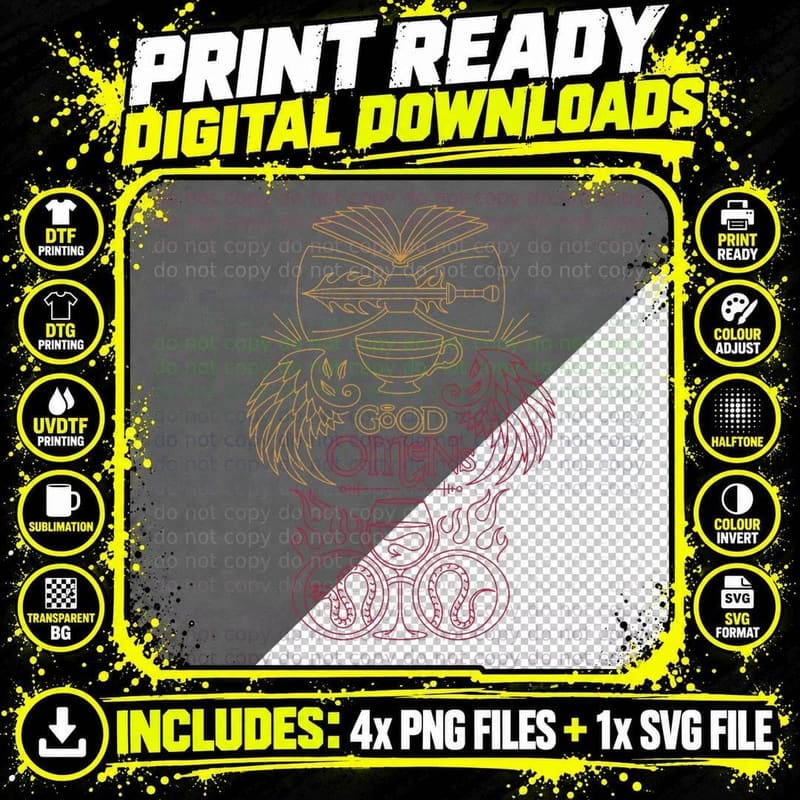 Good Omens - Gold and Red Crest T-Shirt Png SVG Digital Bundle