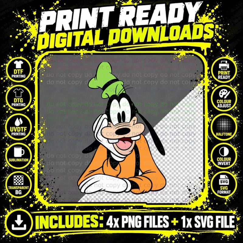 Goofy T-Shirt, Character Art, Kids Apparel Png SVG Digital Bundle