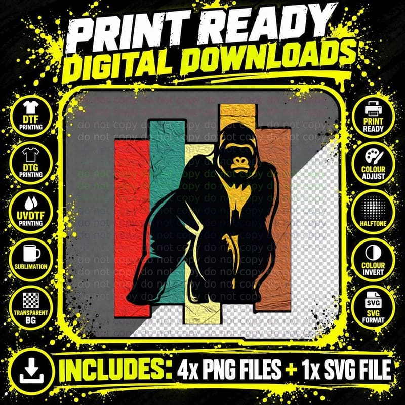 Gorilla Tag - Gorilla T-Shirt Png SVG Digital Bundle