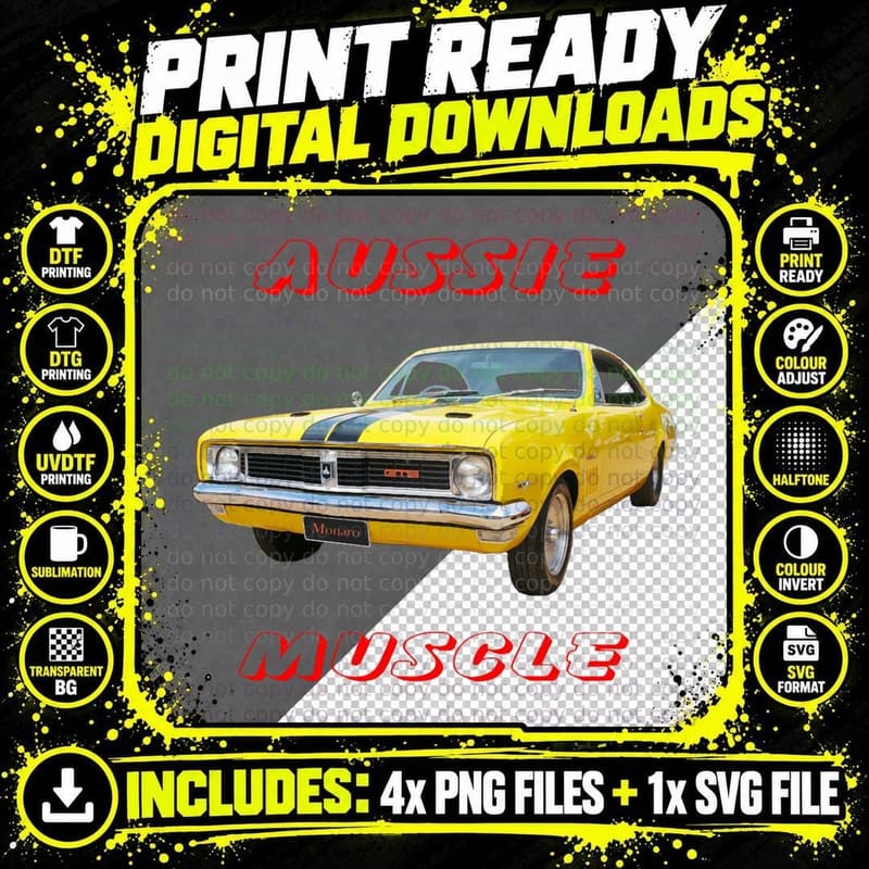 HT Monaro Aussie Muscle T-Shirt Png SVG Digital Bundle