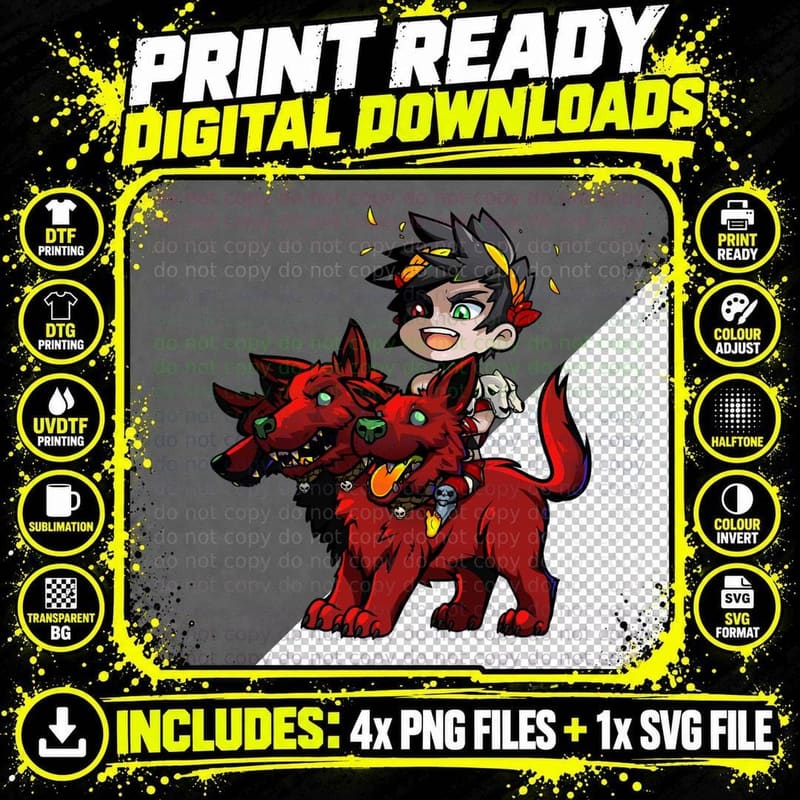 Hades - Zagreus and Cerberus 1 T-Shirt Png SVG Digital Bundle