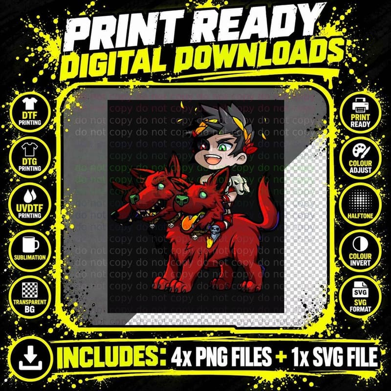 Hades - Zagreus and Cerberus T-Shirt Png SVG Digital Bundle