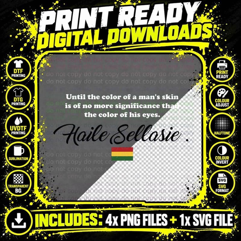 Haile Selassie Bob Marley T-Shirt Png SVG Digital Bundle