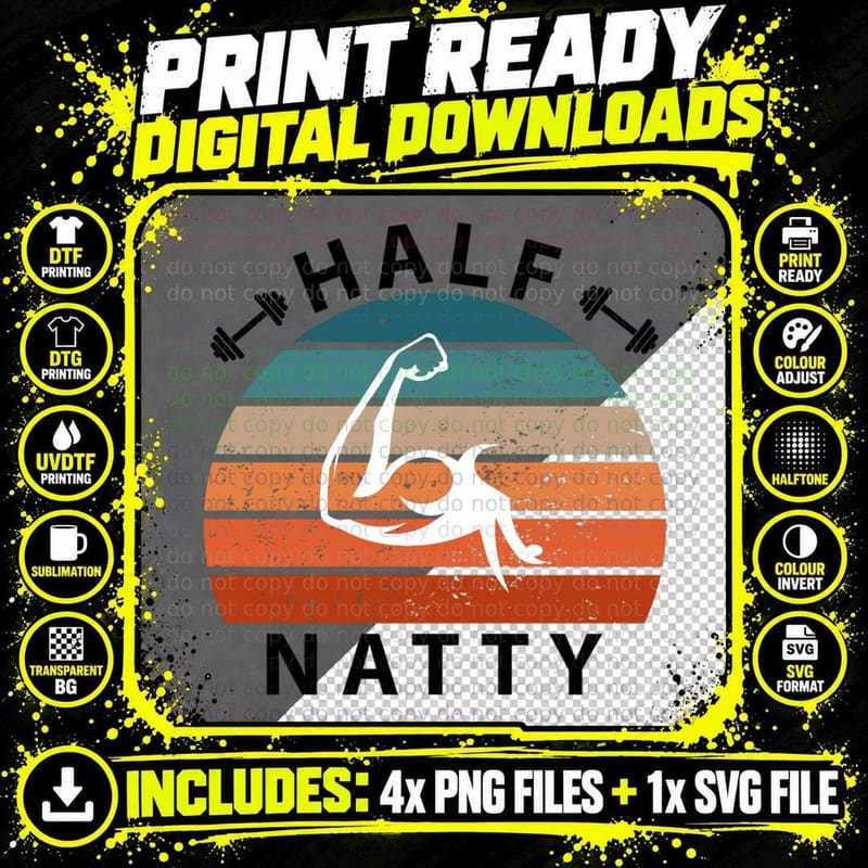 Half Natty Biceps Active T-Shirt Png SVG Digital Bundle