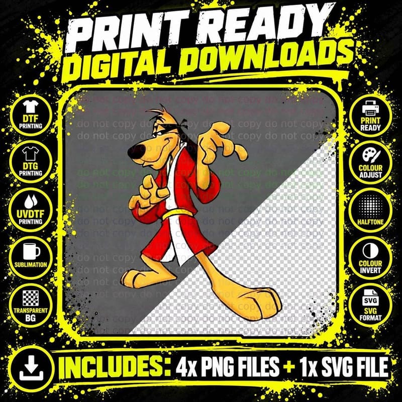 Hongkong Phooey Kungfu T-Shirt Png SVG Digital Bundle
