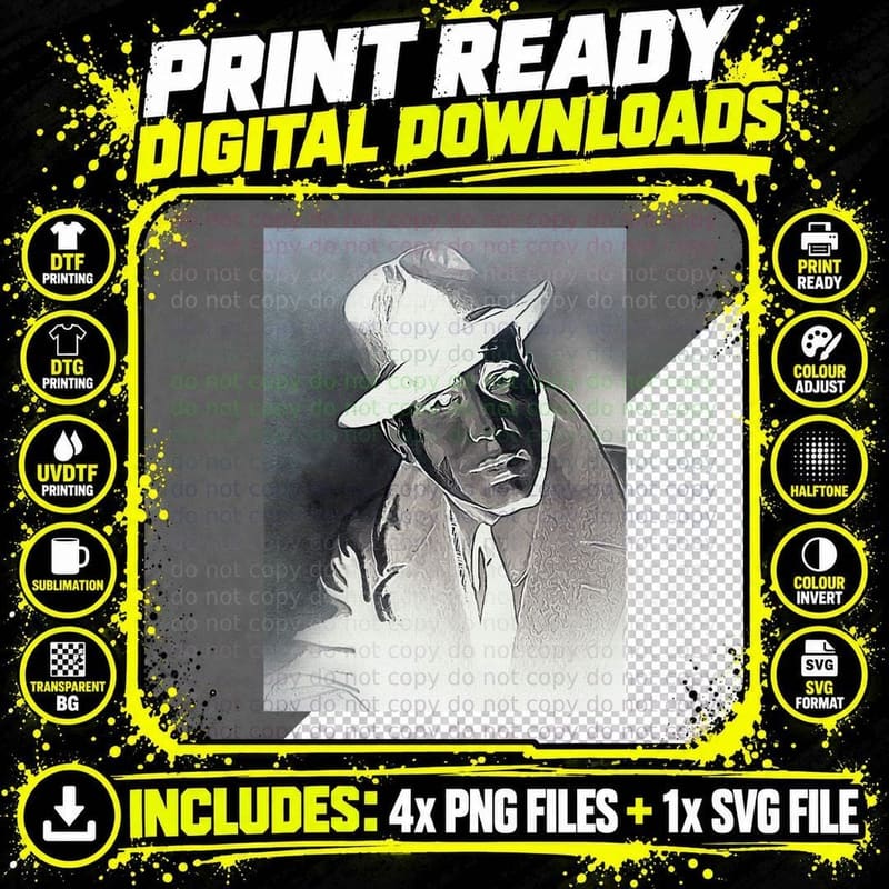 Humphrey Bogart Art - Oil Paint - D56 T-Shirt Png SVG Digital Bundle