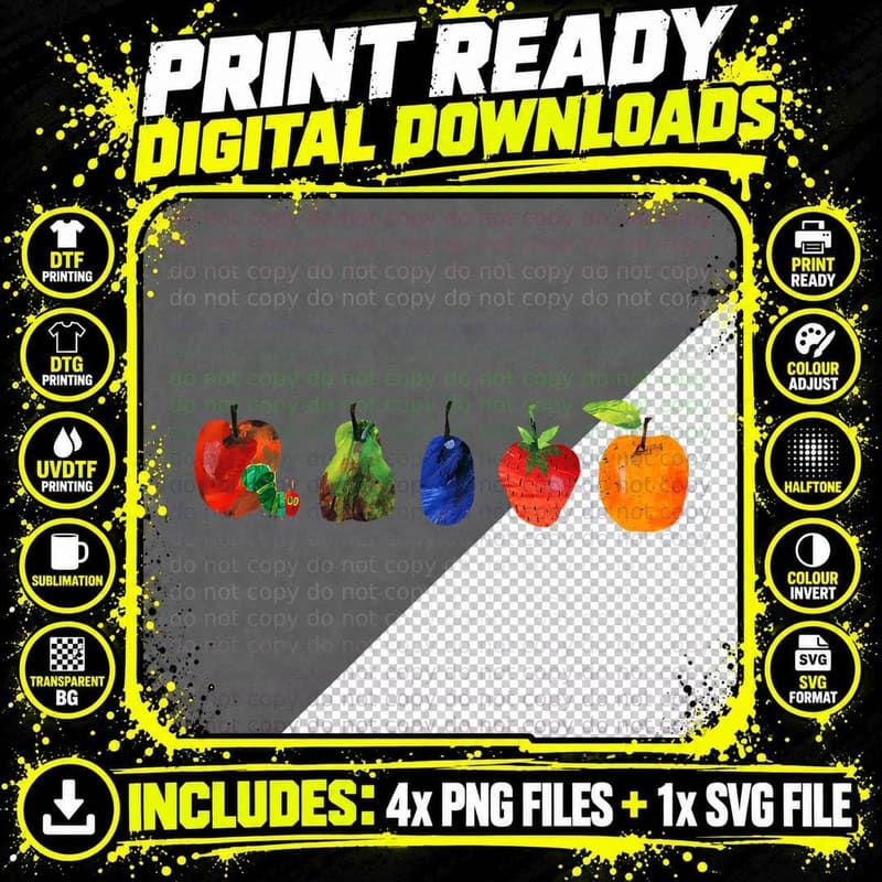 Hungry Caterpillar Fruit Always Hungry Caterpillar Png SVG Digital Bundle