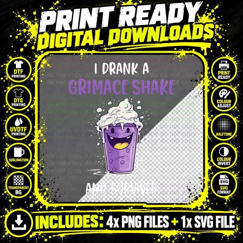 I Drank a Grimace Shake and Survived T-Shirt Png SVG Digital Bundle