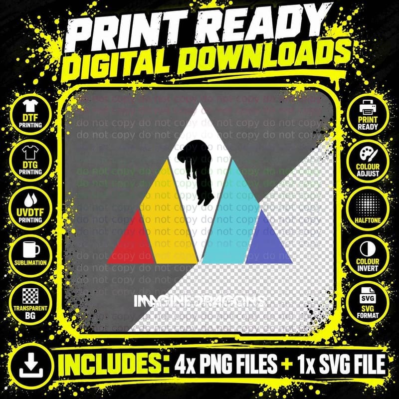 Imagine Dragons Triangle Logo Black T-Shirt Png SVG Digital Bundle
