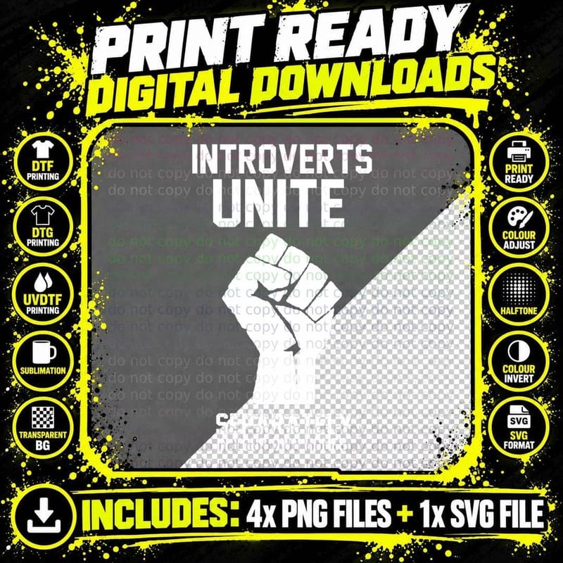 Introverts Unite Separately in Your Own Homes T-Shirt Png SVG Digital Bundle
