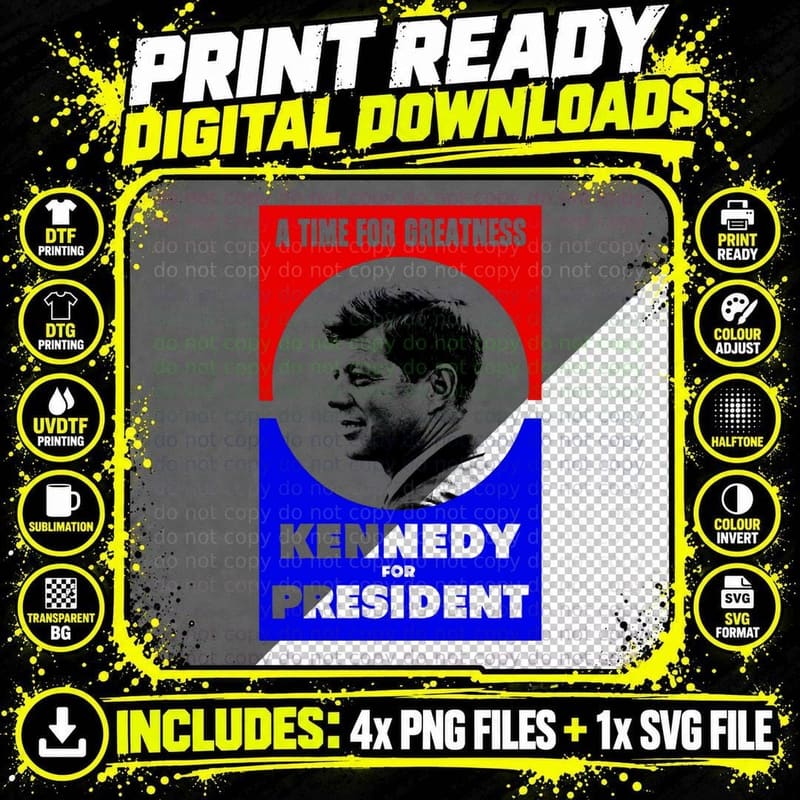JFK Kennedy for President T-Shirt Png SVG Digital Bundle
