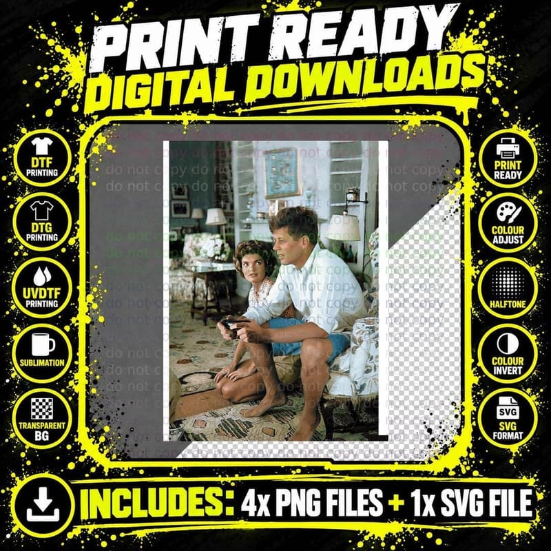 JFK Playing PS4 Graphic T-Shirt Png SVG Digital Bundle