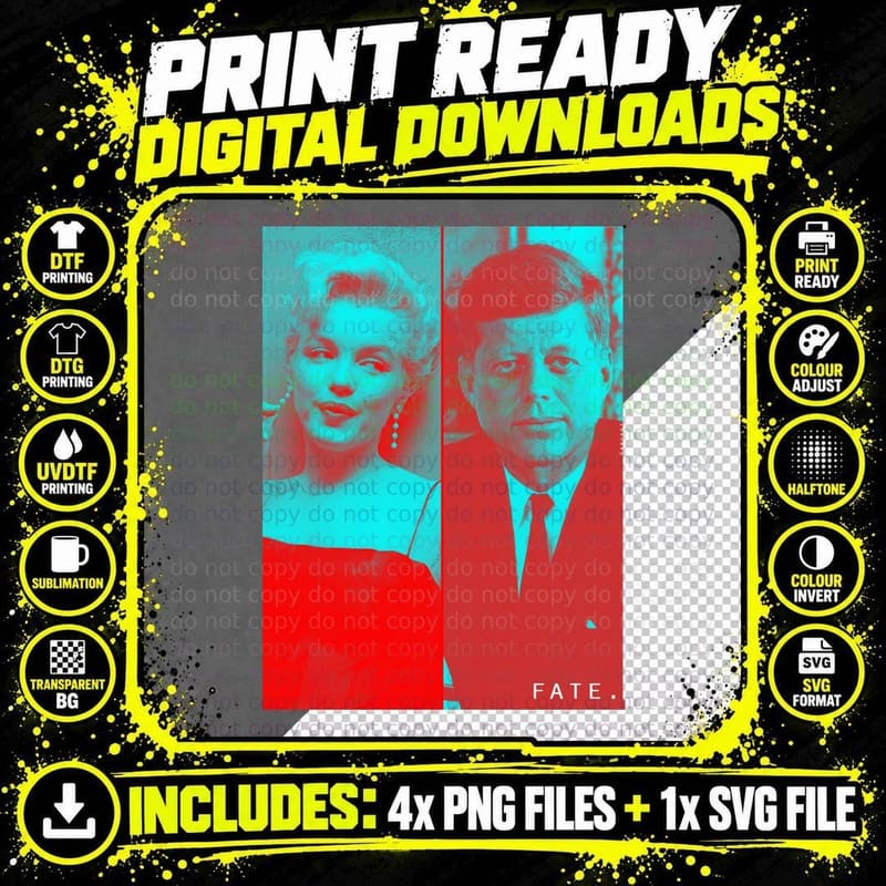 JFK X Marilyn Monroe T-Shirt Png SVG Digital Bundle