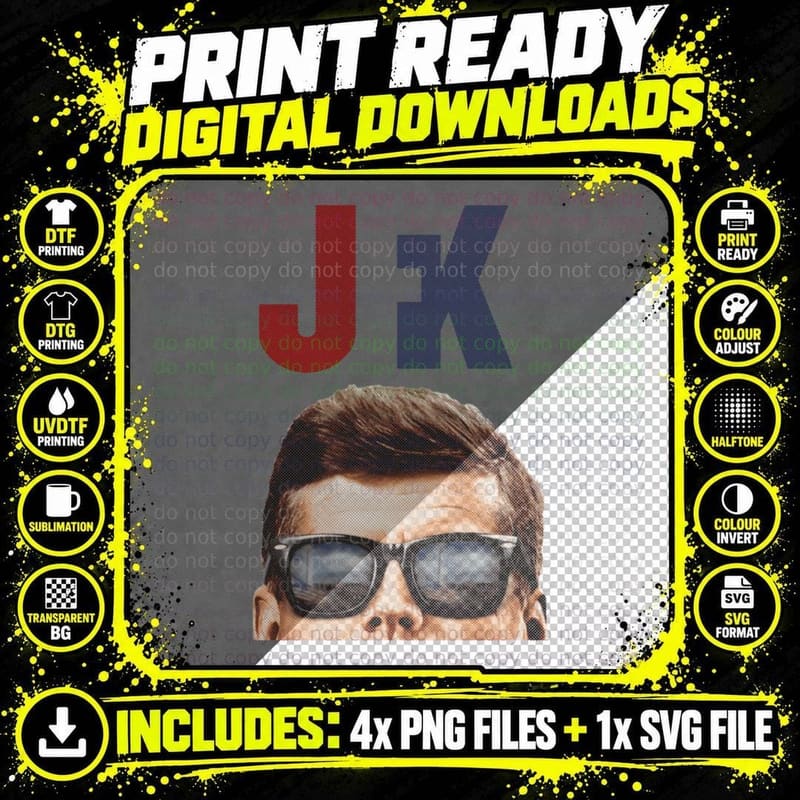 JFK in Wayfarers T-Shirt Png SVG Digital Bundle