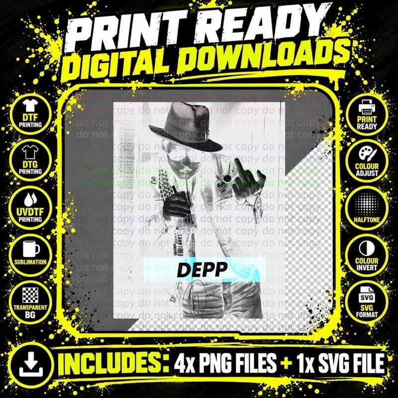 Johnny Depp Art T-Shirt, Celebrity Fashion Png SVG Digital Bundle